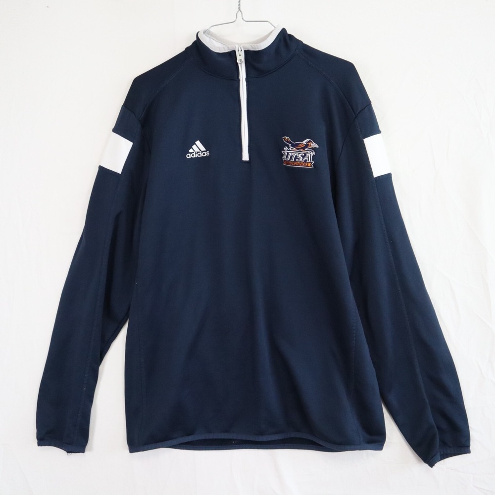 UTSA Roadrunners 1/4 Zip Pullover Mens Medium Adidas‎ Climalite Mock Neck Blue